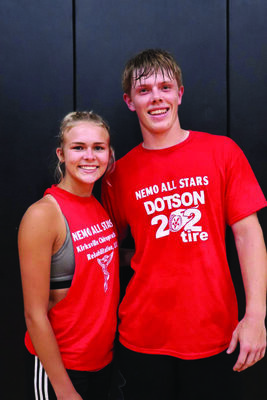 Summer Goings and Drew Mallett from Highland, both played for the Red Team at the NEMO Officials Association All-Star Basketball Game.